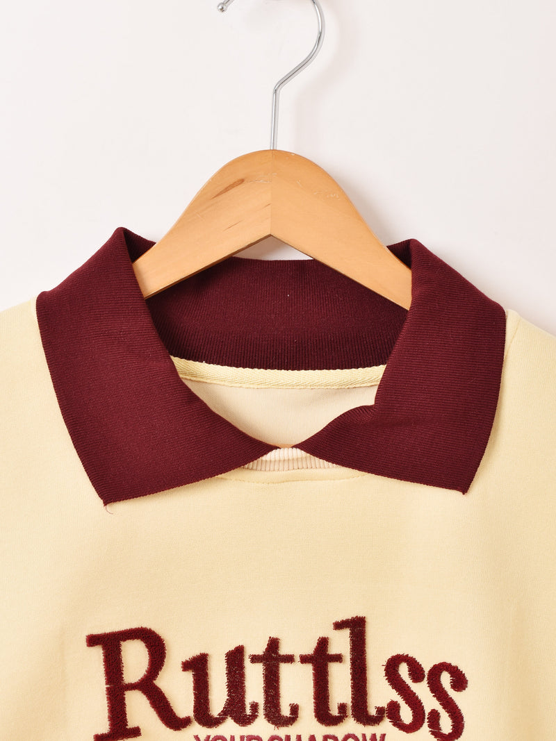 【2色展開】 襟付き ロゴ刺繍 スウェットシャツ「Ruttlss」