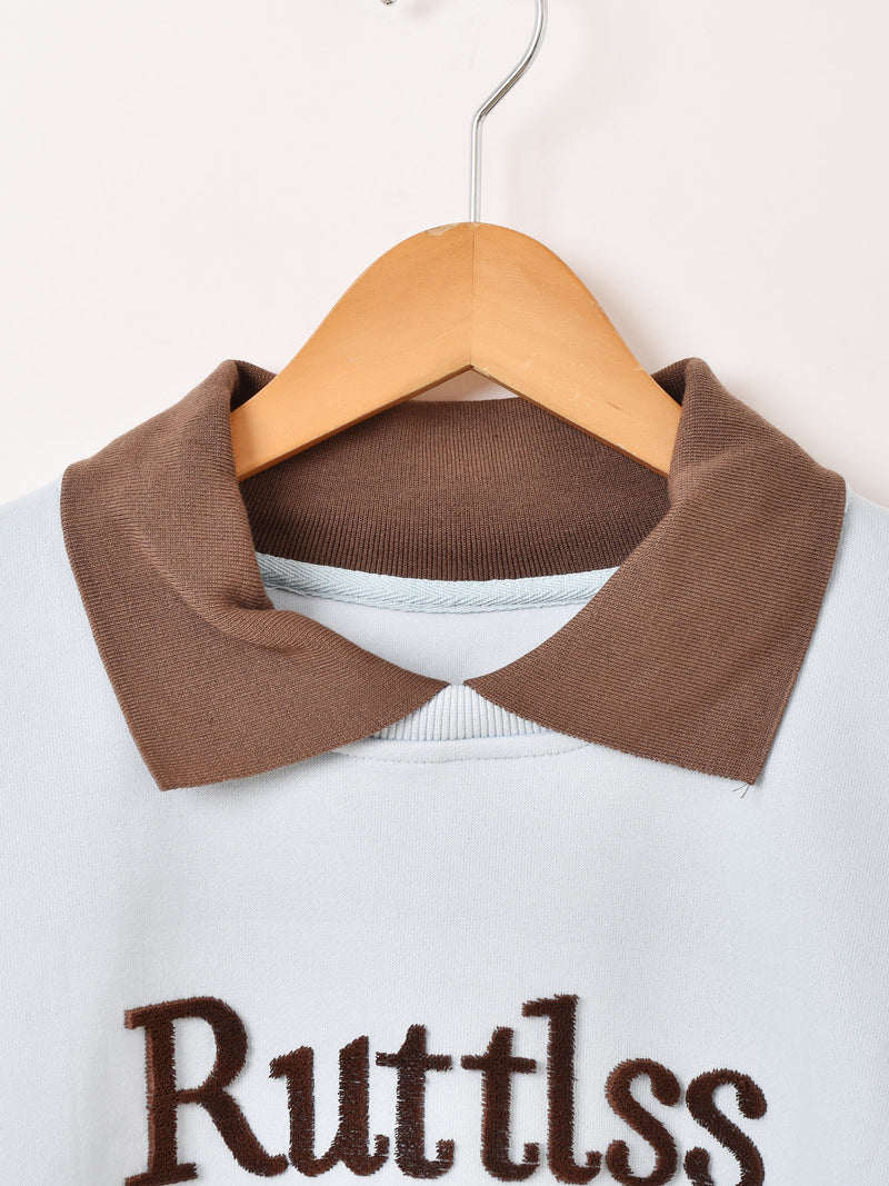 【2色展開】 襟付き ロゴ刺繍 スウェットシャツ「Ruttlss」