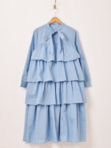 【3色展開】Meridian ストライプ柄 ラッフル ボウタイ ワンピース