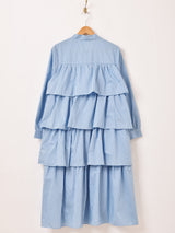 【3色展開】Meridian ストライプ柄 ラッフル ボウタイ ワンピース