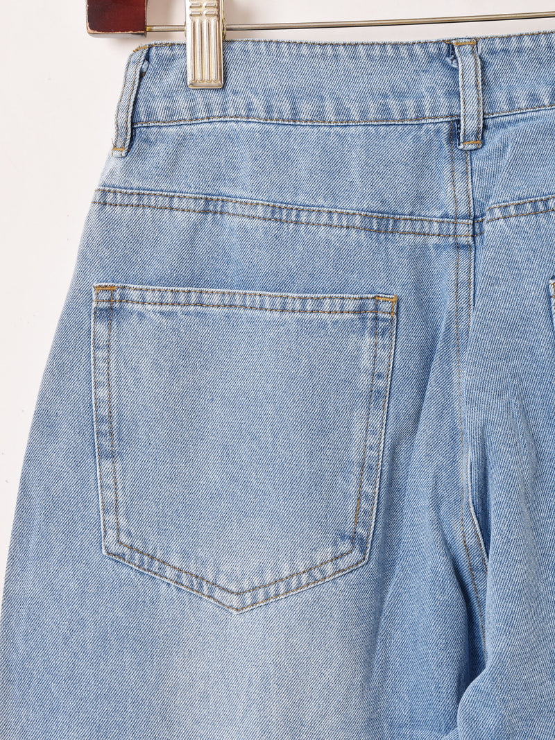 【2色展開】Elcamino フラワーカットアウト デニムパンツ