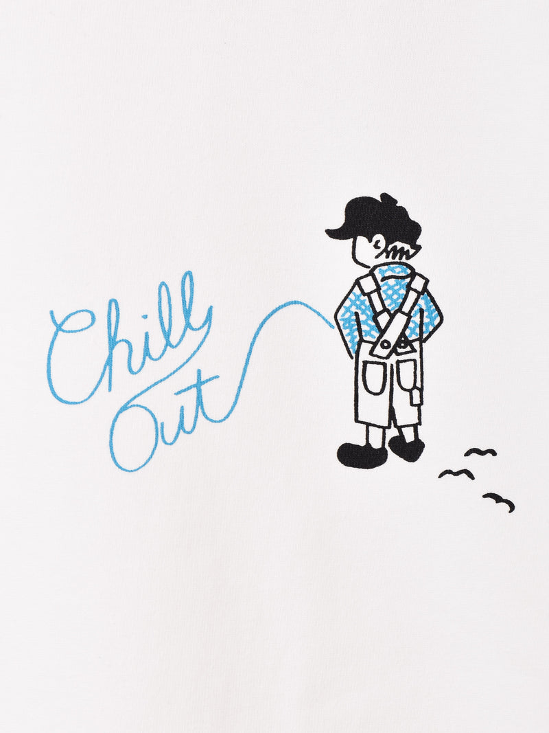 【2色展開】 プリント ロングスリーブTシャツ「Chill Out Boy」