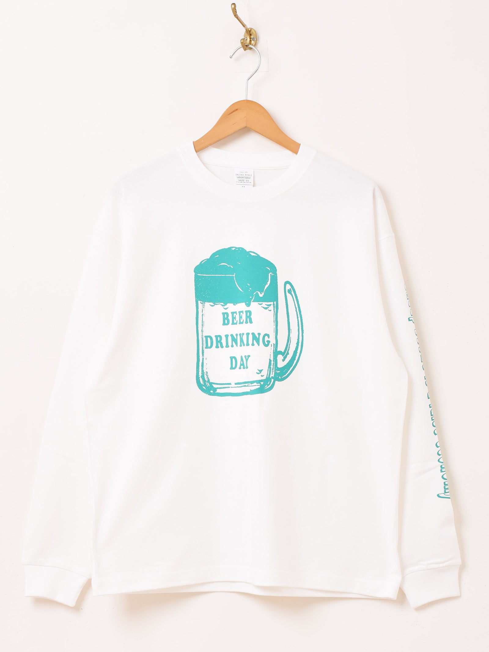 2色展開】 プリント ロングスリーブTシャツ「BEER DRINKING DAY