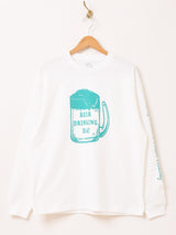 【2色展開】 プリント ロングスリーブTシャツ「BEER DRINKING DAY」