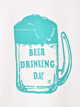 【2色展開】 プリント ロングスリーブTシャツ「BEER DRINKING DAY」