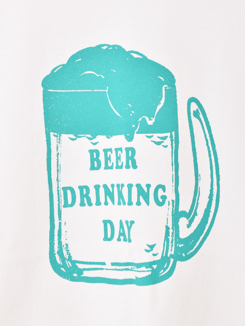 【2色展開】 プリント ロングスリーブTシャツ「BEER DRINKING DAY」