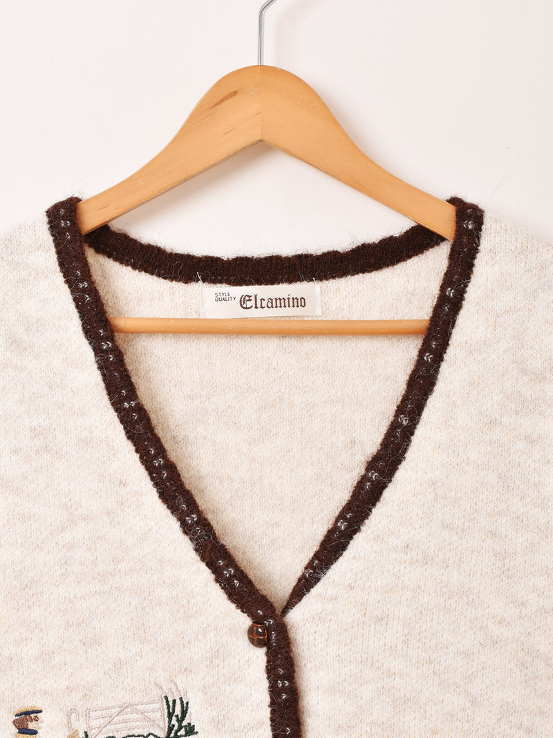 Elcamino パイピング 刺繍 ニットベスト