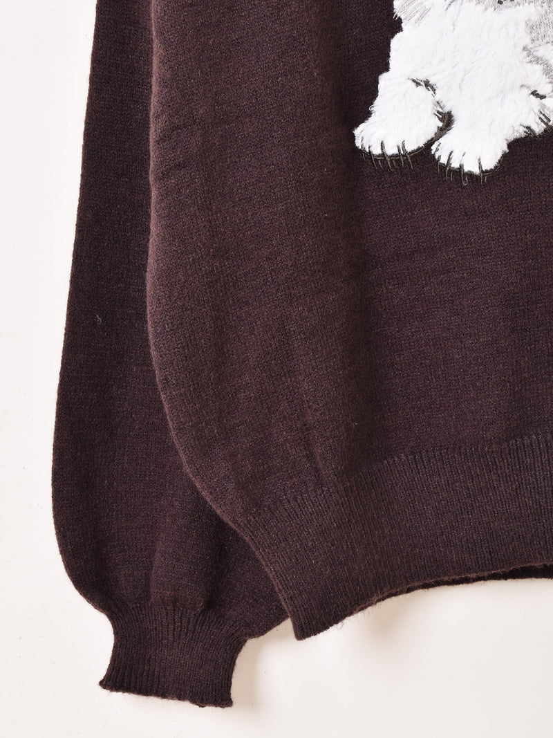 【2色展開】Meridian ネコ 刺繍 セーター