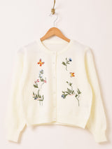 【2色展開】Meridian フラワー×バタフライ 刺繍 カーディガン