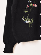 【2色展開】Meridian フラワー×バタフライ 刺繍 カーディガン