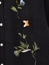 【2色展開】Meridian フラワー×バタフライ 刺繍 カーディガン