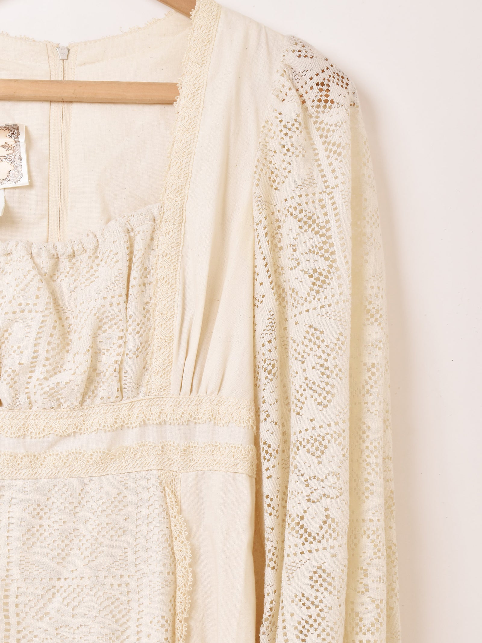 gunnesax ワンピース ヴィンテージ 生成 70's GUNNE SAX 長袖 生成り レース ワンピース – 古着屋Top of