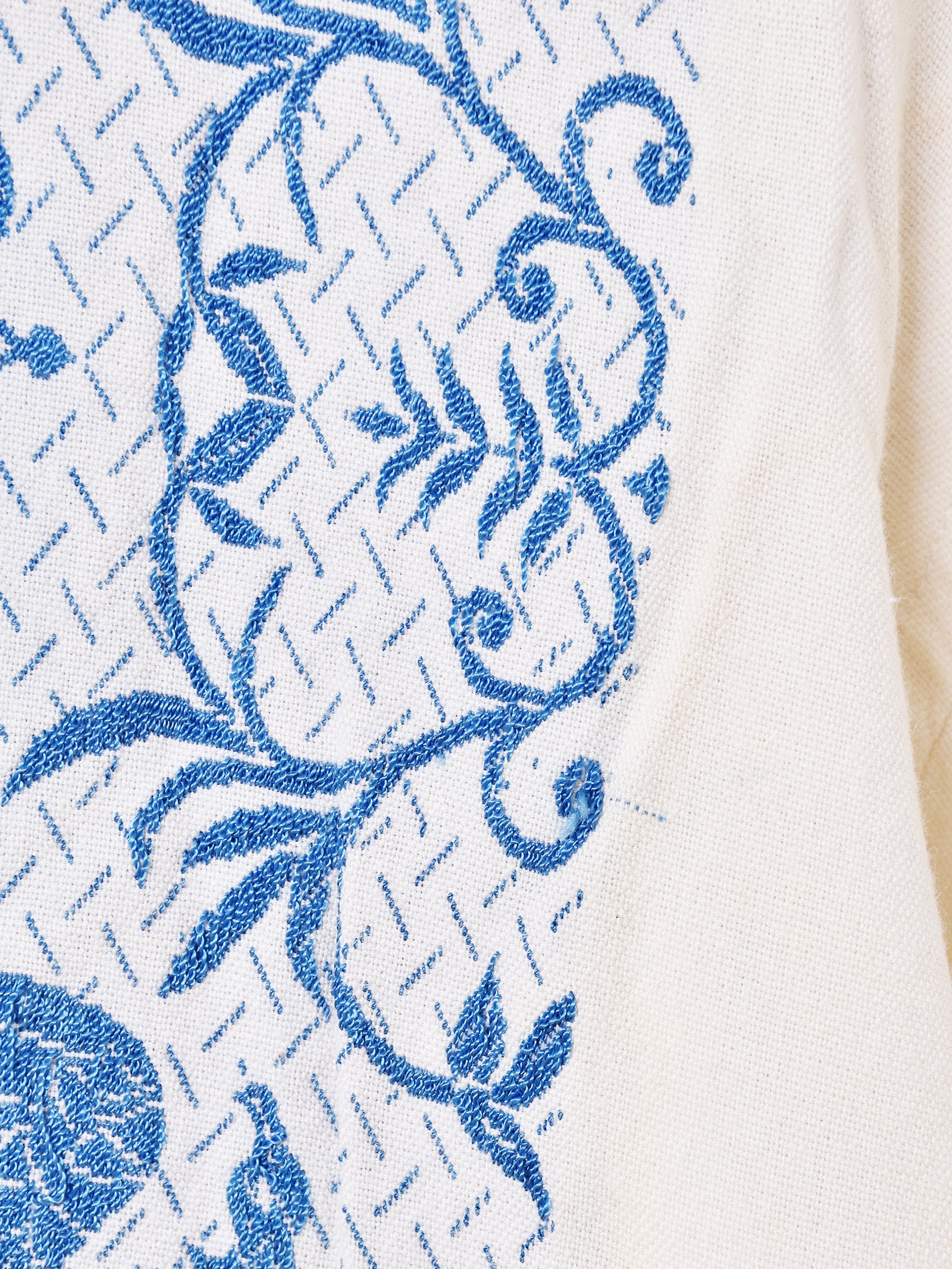 h740 長袖シャツ 古着 背面刺繍 オルテガ 民族柄 ワッペン刺繍