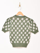 【2色展開】Meridian 花柄 半袖 デイジーパターン セーター