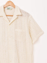 【2色展開】Backers 透かし編み 半袖 オープンカラーシャツ