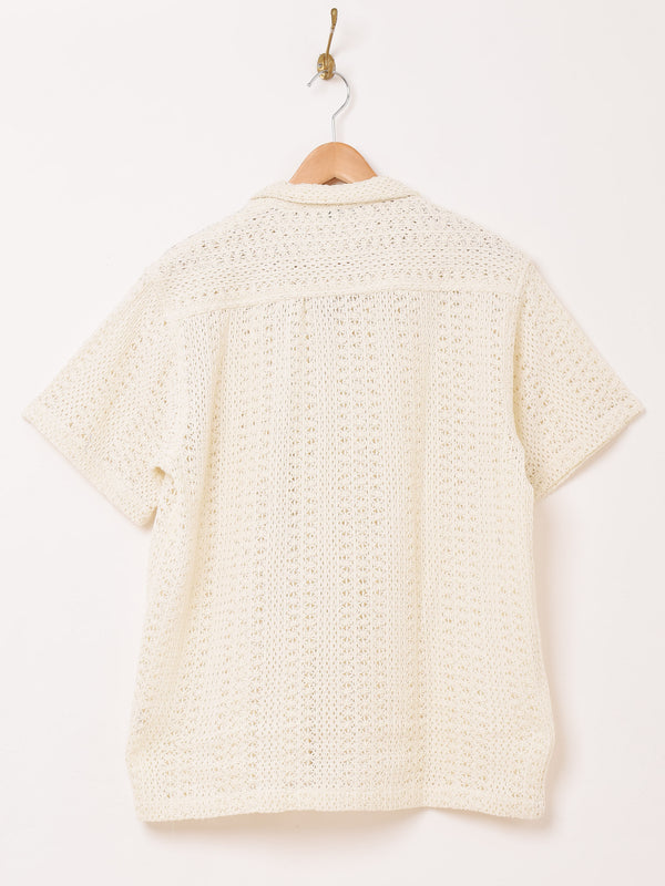 【2色展開】Backers 透かし編み 半袖 オープンカラーシャツ