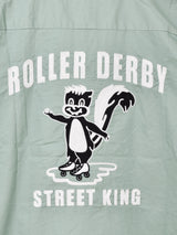 【3色展開】Backers 刺繍入り 半袖 ボウリングシャツ 「ROLLER DERBY」