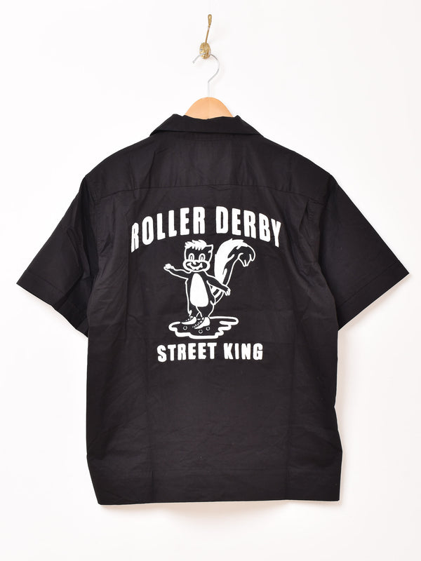 【3色展開】Backers 刺繍入り 半袖 ボウリングシャツ 「ROLLER DERBY」