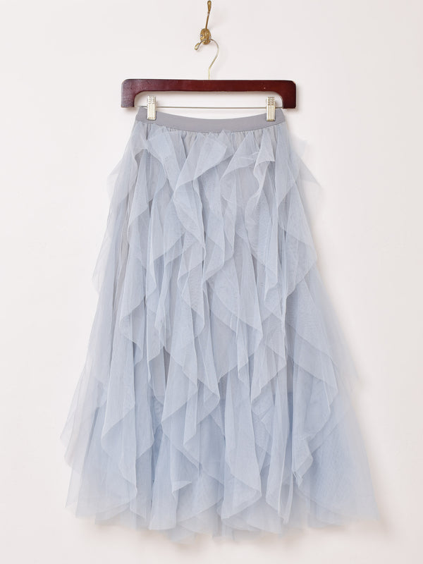 【3色展開】Meridian チュール スパイラル フリル スカート