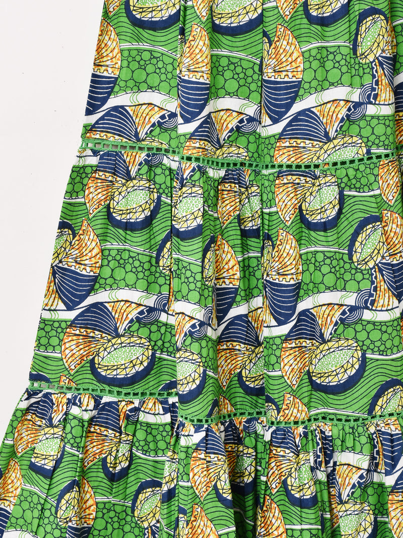 【2色展開】Emerald Motel バティックプリント ティアード スカート