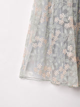 Meridian フラワー 刺繍 チュールスカート