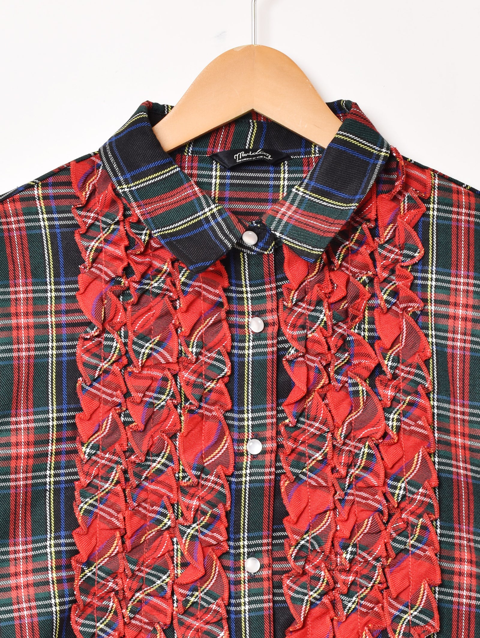 2色展開】Meridian チェック柄 長袖 フリルシャツ – 古着屋Top of the