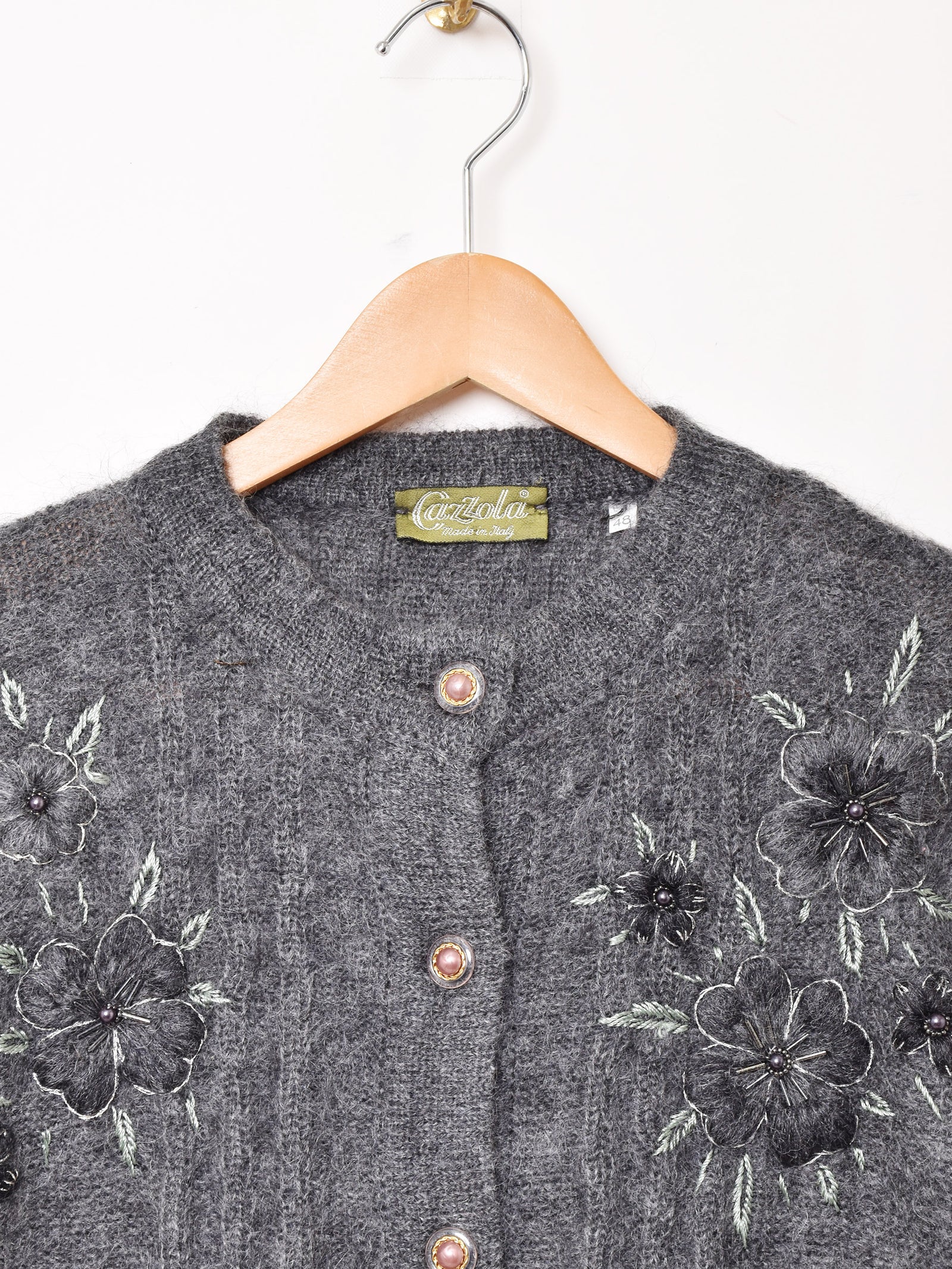 イタリア製 フラワー 刺繍 モヘアカーディガン – 古着屋Top of the