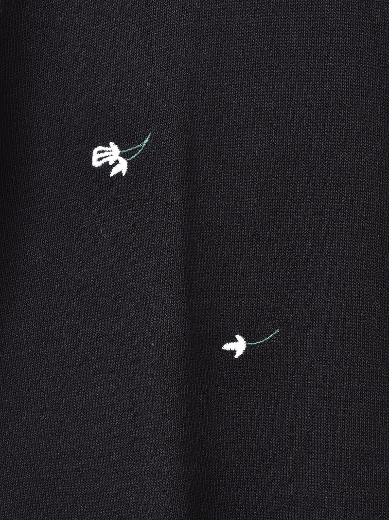 Meridian フラワー刺繍 半袖 セーター