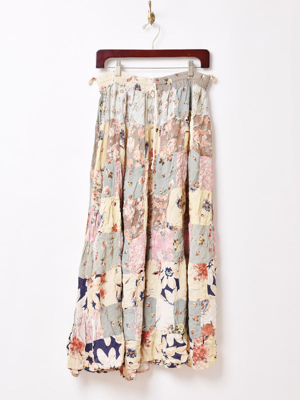 パッチワーク 花柄 インド製 スカート