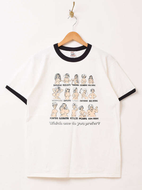 【2色展開】 プリント リンガーTシャツ「Sexy Girl」