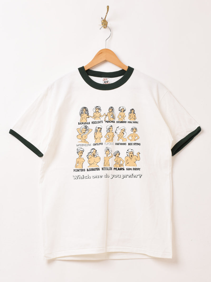 【2色展開】 プリント リンガーTシャツ「Sexy Girl」