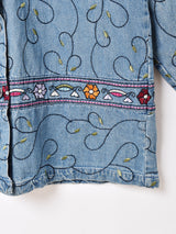 花柄 刺繍 デニムジャケット