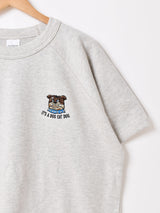 【2色展開】Backers ワンポイント刺繍 BullDog ショートスリーブ スウェットシャツ