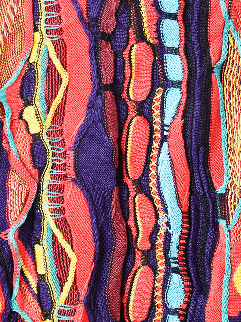 3D編み半袖ニット紫黄色青コットンニットサマーニットマルチカラー