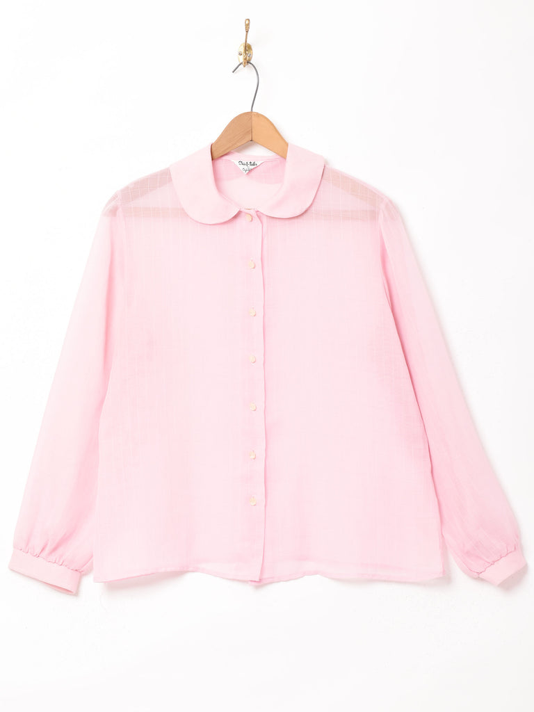 ラウンドカラー シースルーシャツ ピンク
