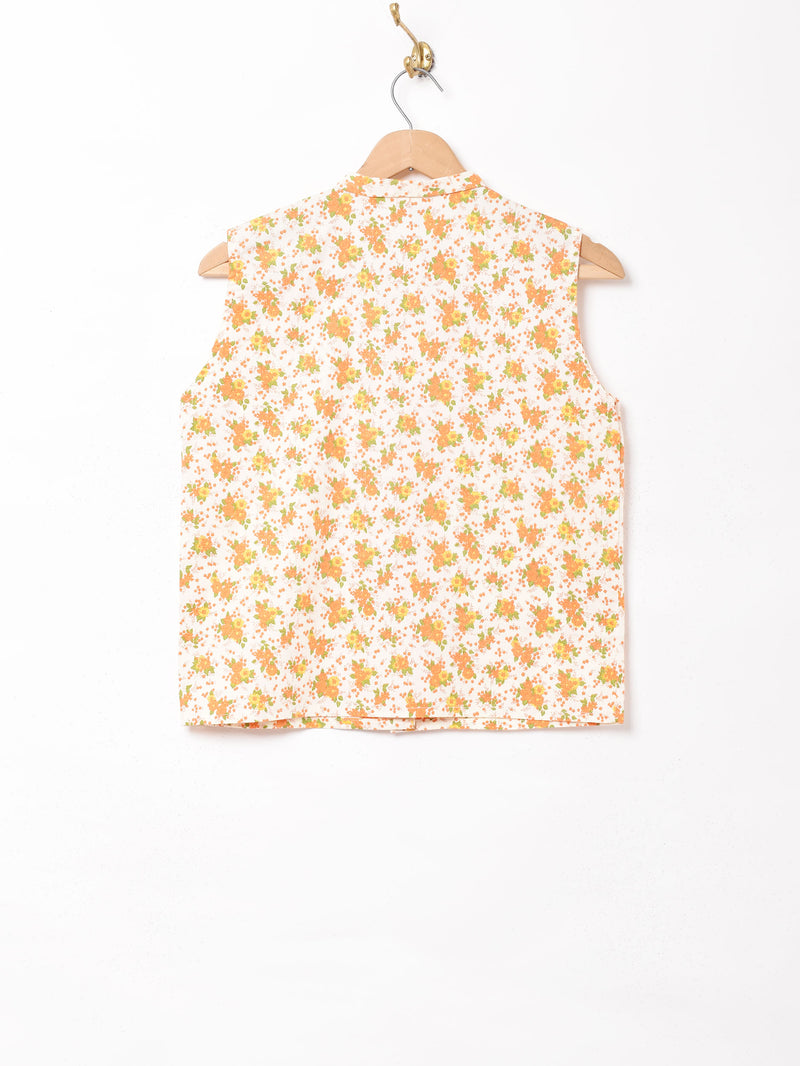 ～70s デッドストック 花柄 ノースリーブシャツ