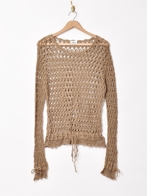 長袖クロシェトップス