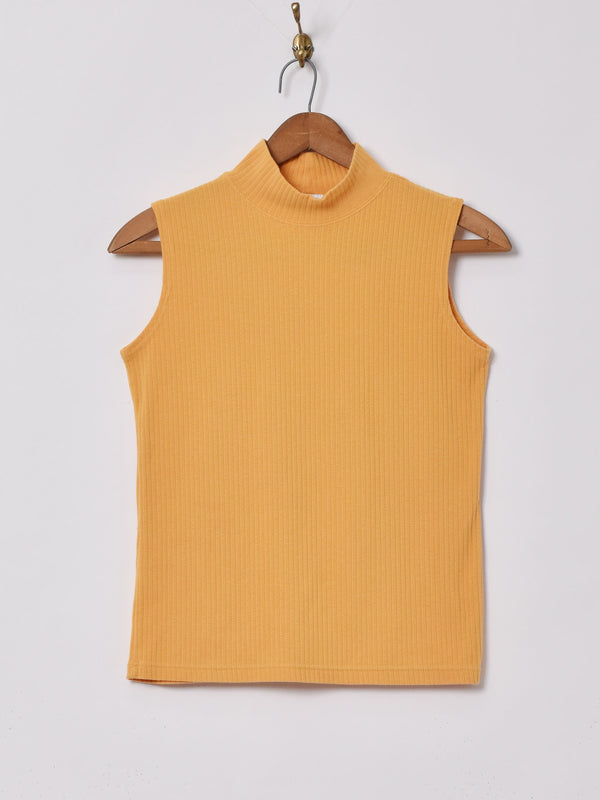 ハイネック ノースリーブリブトップス