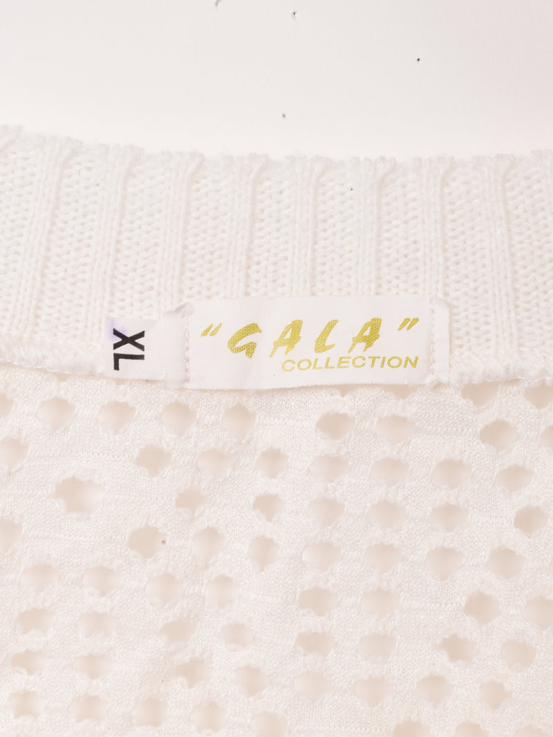 透かし編み 半袖トップス