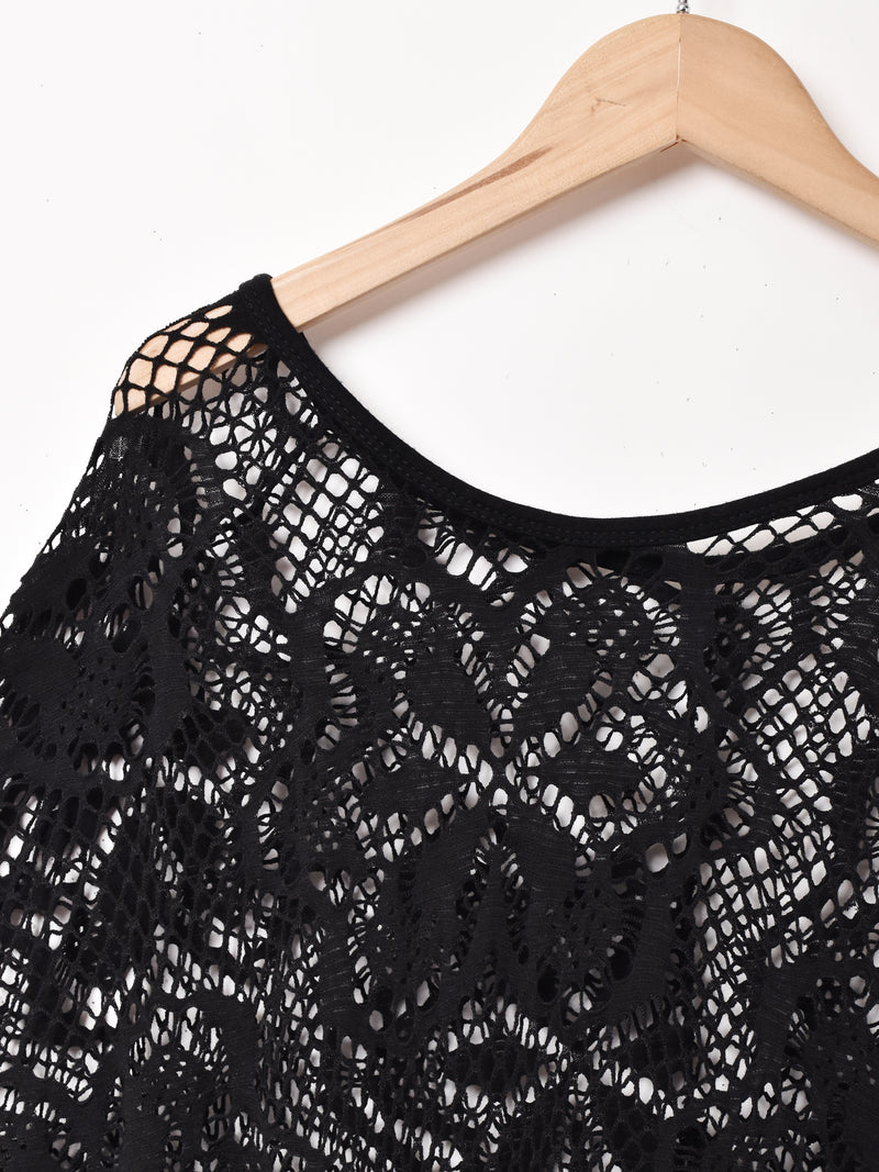 花柄 メッシュ ポンチョ