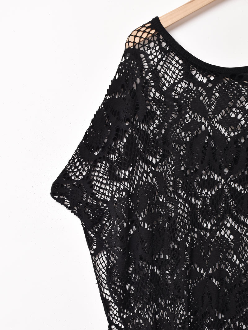 花柄 メッシュ ポンチョ