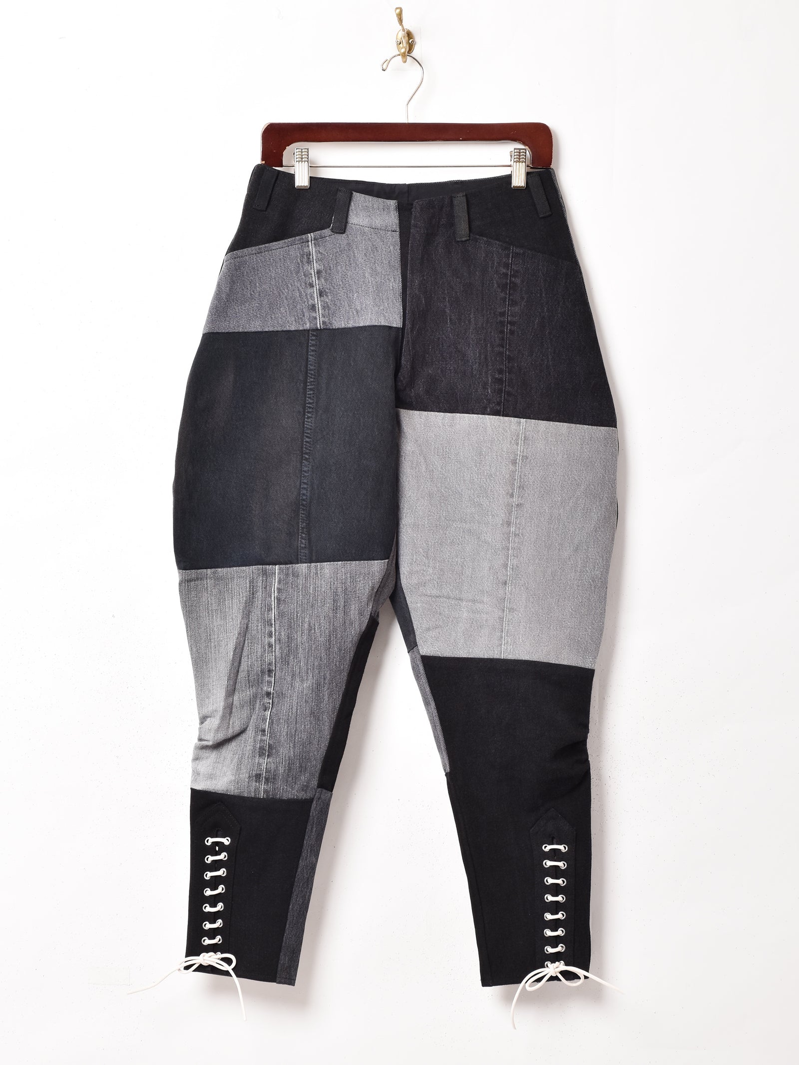 リメイク ユーロワーク パッチワーク レースアップジョッパーズパンツ