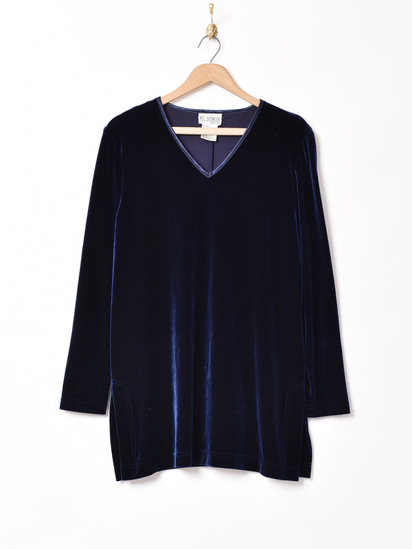 Vネックべロアトップス
