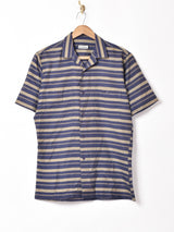 ボーダー 半袖オープンカラーシャツ