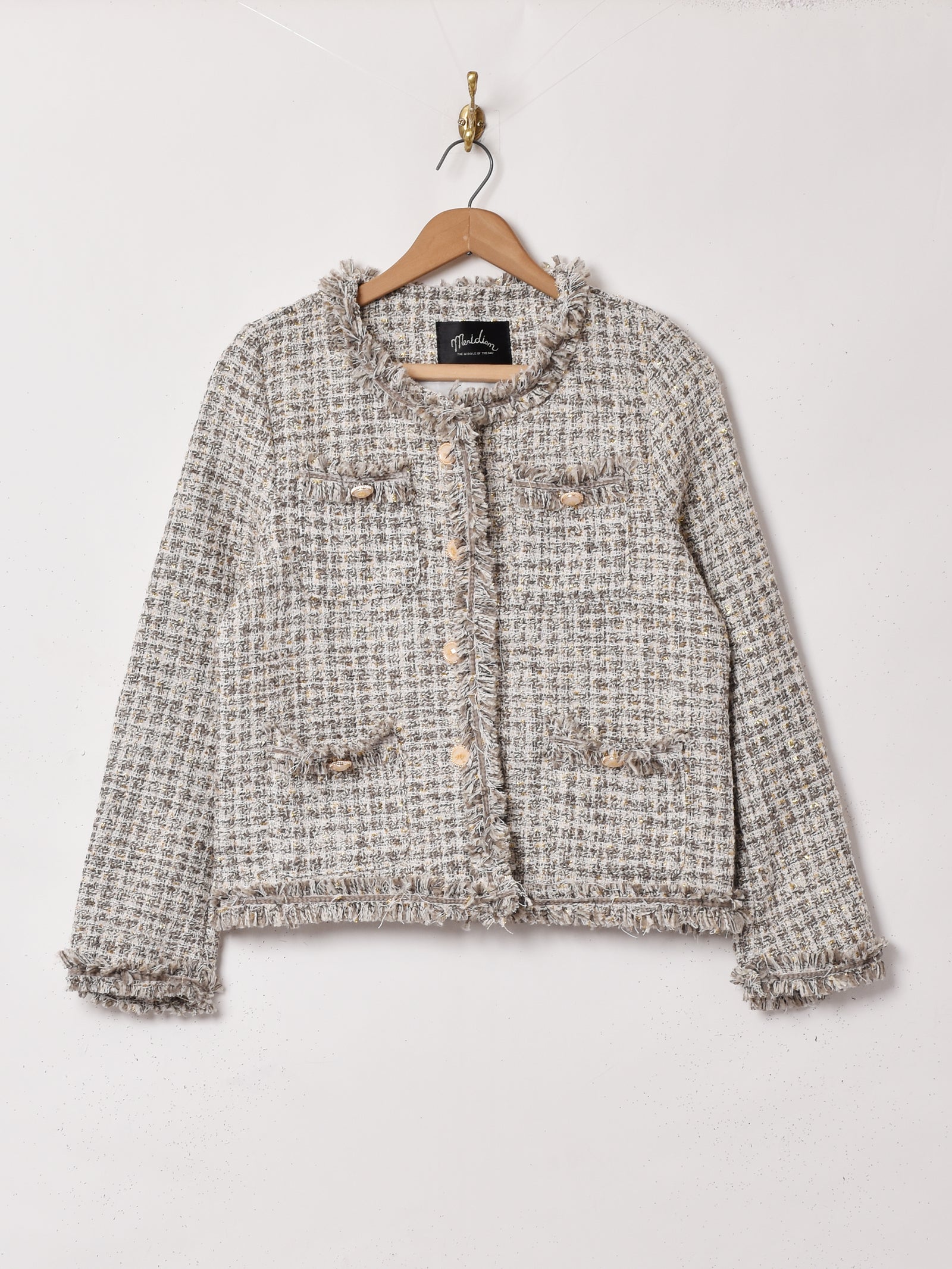 新品未使用フリンジツイードノーカラージャケット ur's ジャケット ノーカラージャケット フリンジツイードノー