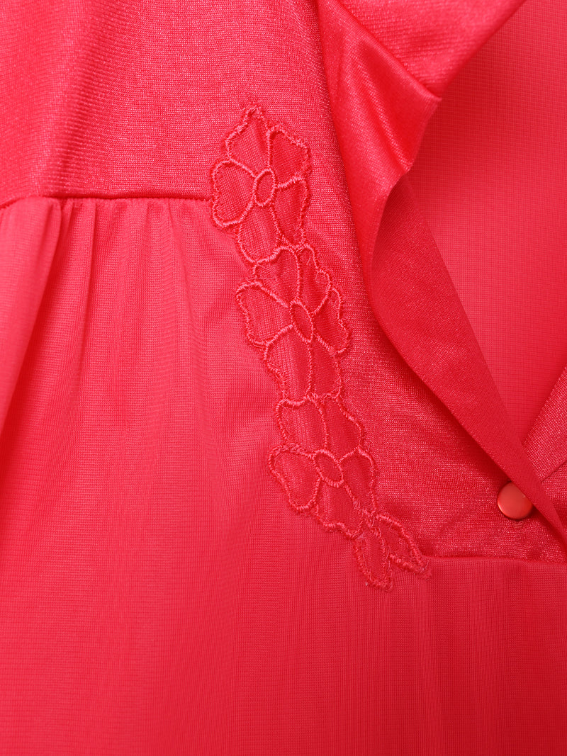アメリカ製 花刺繍 長袖 オープンカラーシャツワンピース