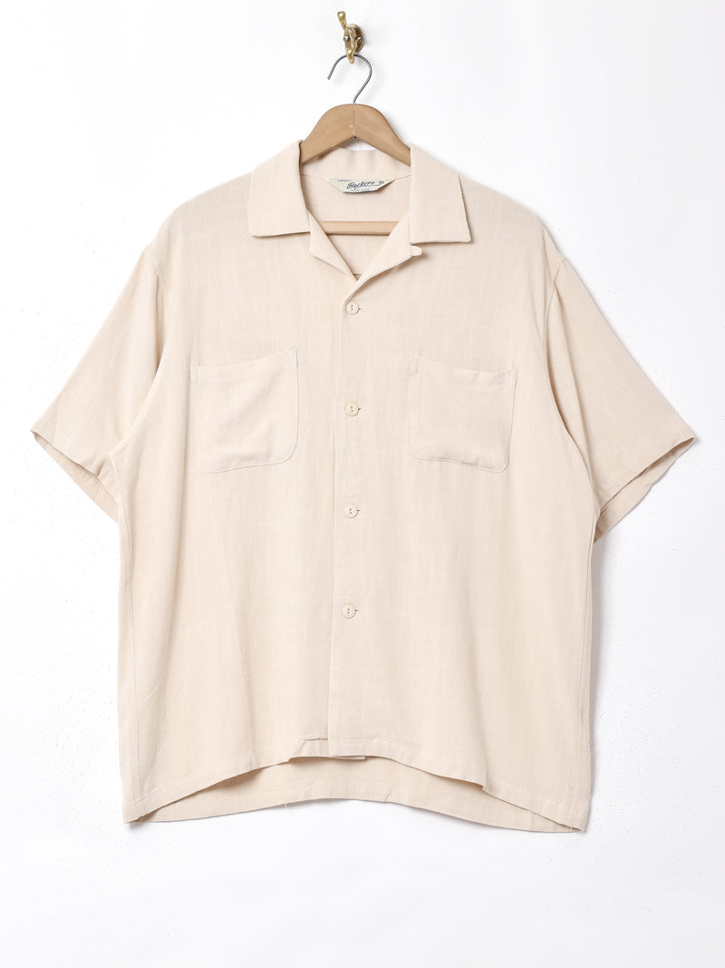 【5色展開】Backersリネンミックス オープンカラー 半袖シャツ