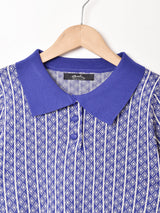 【2色展開】Meridian 総柄 半袖 ニットポロシャツ