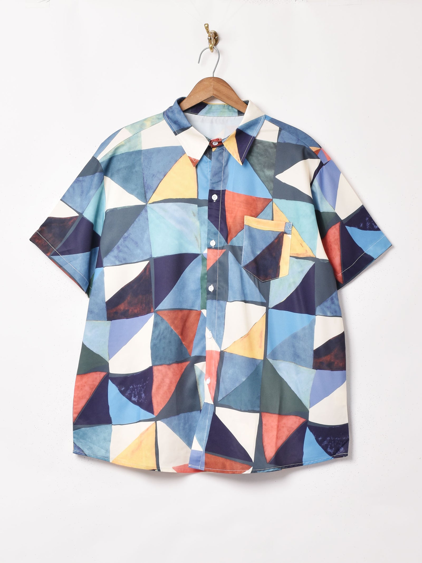 3色展開】 総柄 半袖シャツ ホワイト – 古着屋Top of the Hillの