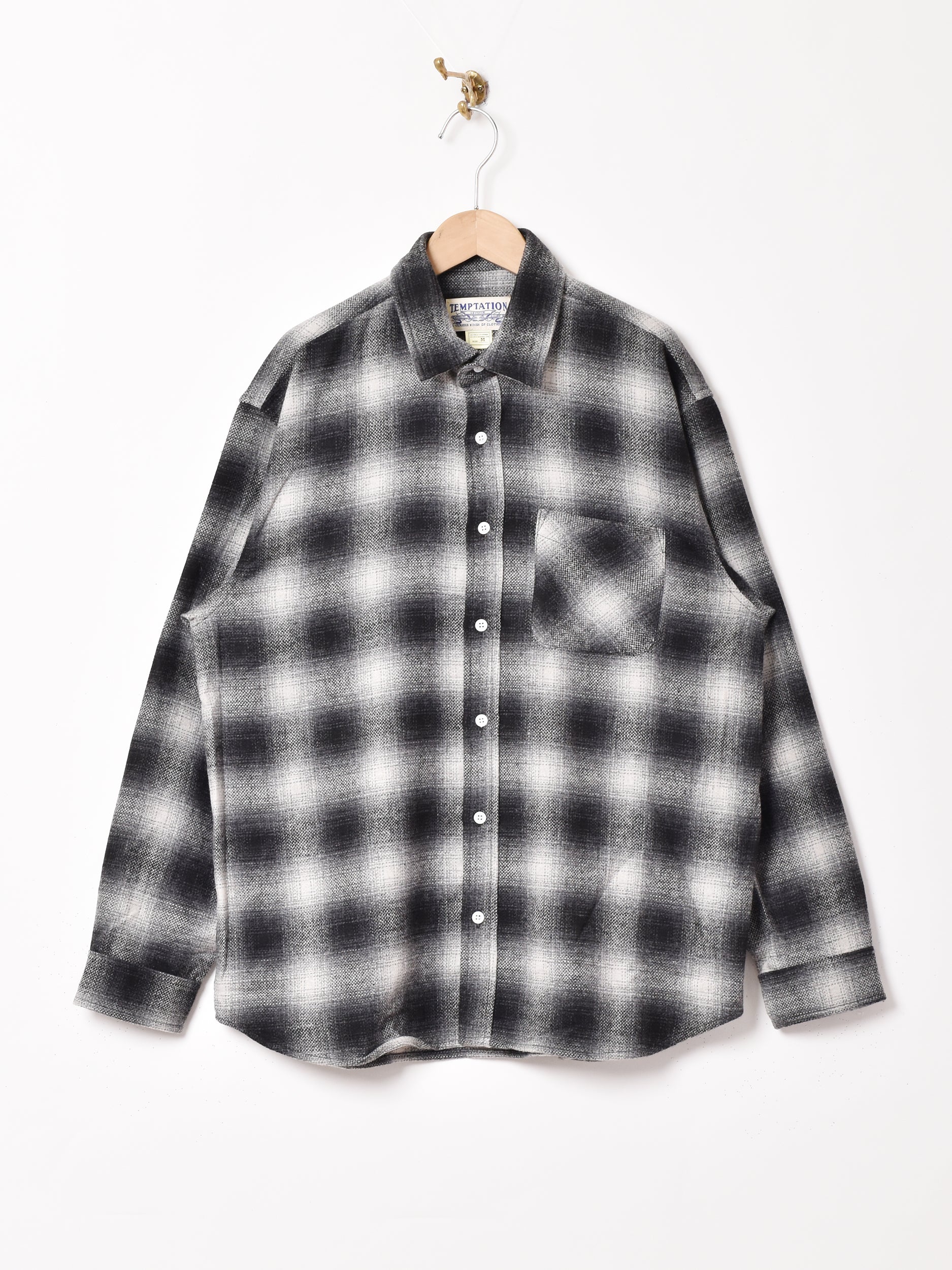 新品 神配色 At last&co オンブレ ウールシャツ チェック